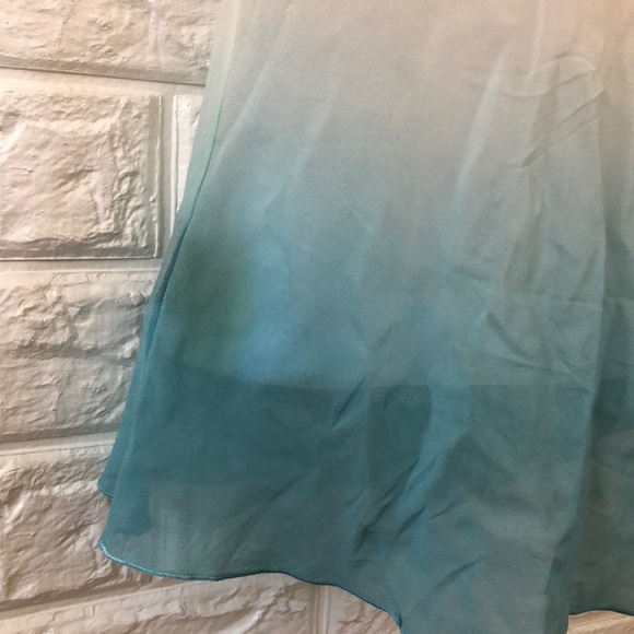 Bebe ombré ivory aqua Silk blouse - Picture 2 of 6